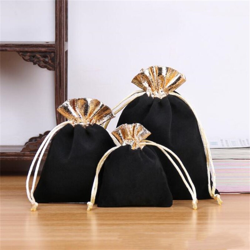 10 stks 12X15 cm Goud Fluwelen Zakjes Sieraden Zakje Organizer Trekkoord Cdoek Tas Katoen voor Huwelijkscadeau Verpakking kralen Container: M / green