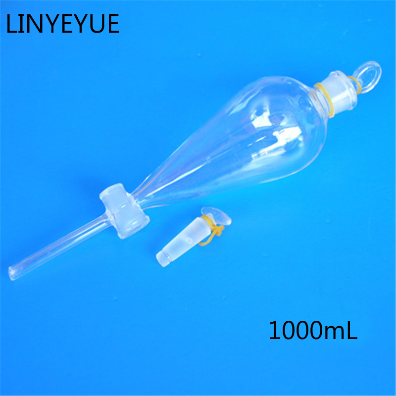 2 pieces/pack 1000mL Glass Separating Funnel with Glass Stopper Screw Tap Separatory Funnel Laboratory Glassware