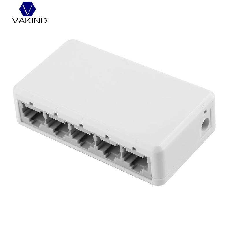 5 Port 10/100Mbps Mini Ethernet Network Switch Desktop Lan Hub High Performance Ethernet Smart Switcher EU Power Adapter