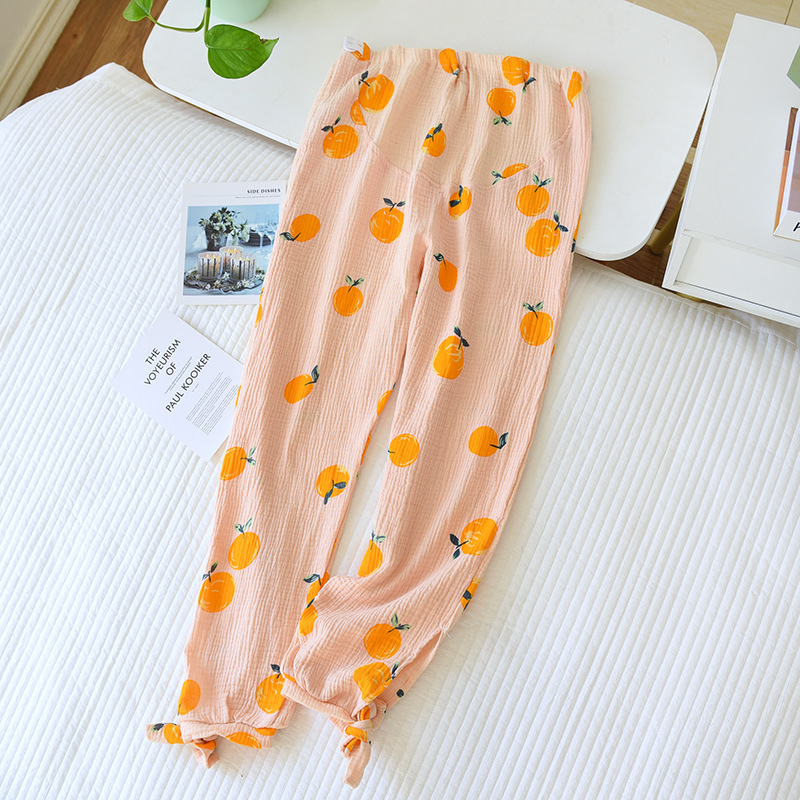 Maternity Adjustable Pajama-pants Cotton Spring Summer Thin Loose Homewear Pregnant 2022 Autumn Postpartum Home Trousers Pijama: juse  xiaojinju / L