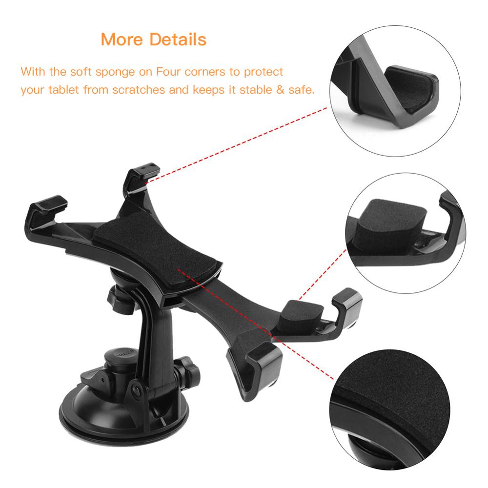 7-10 tommer tablet pc universal bilforrude sugemonteringsholder holder til apple ipad roterende fri vaskbar baseskive