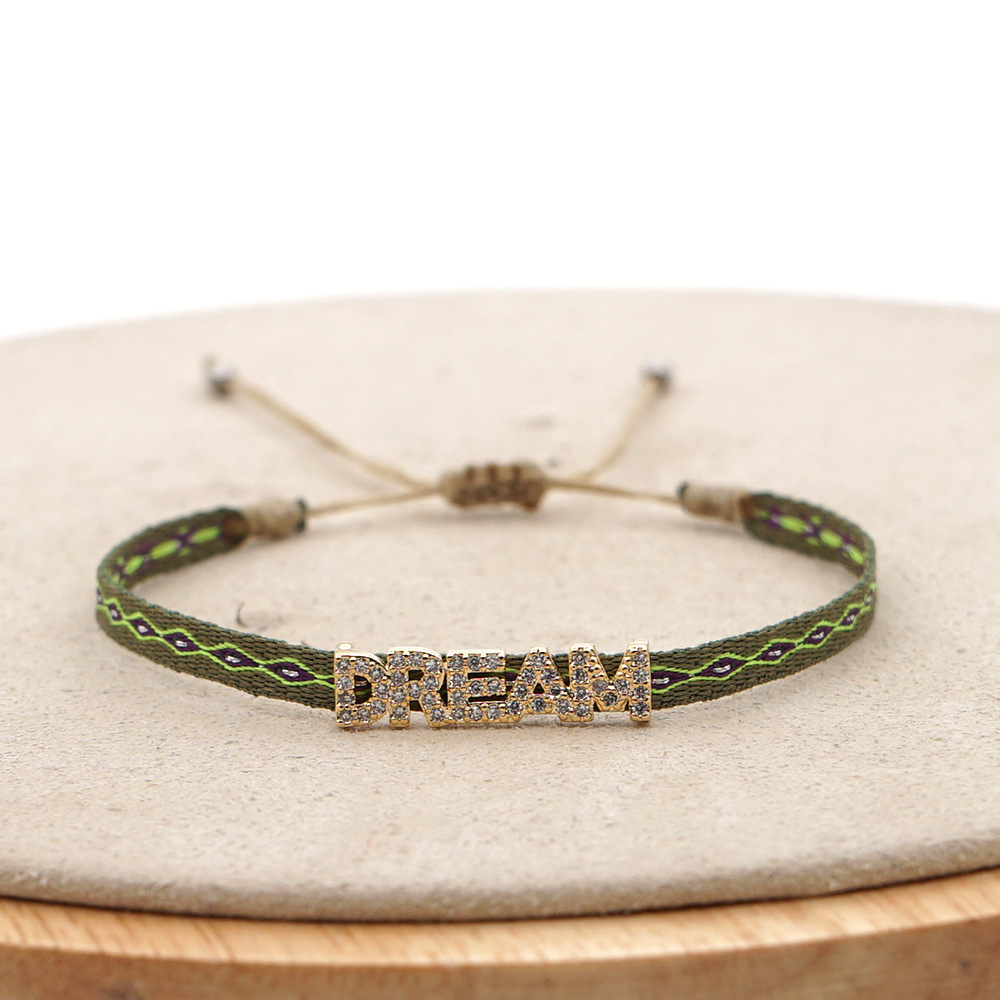 KKBEAD Bracelet tressé à la main strass lettre Bracelets porte-bonheur pour femmes mauvais œil Pulseras bijoux pour amis: VERMEIL