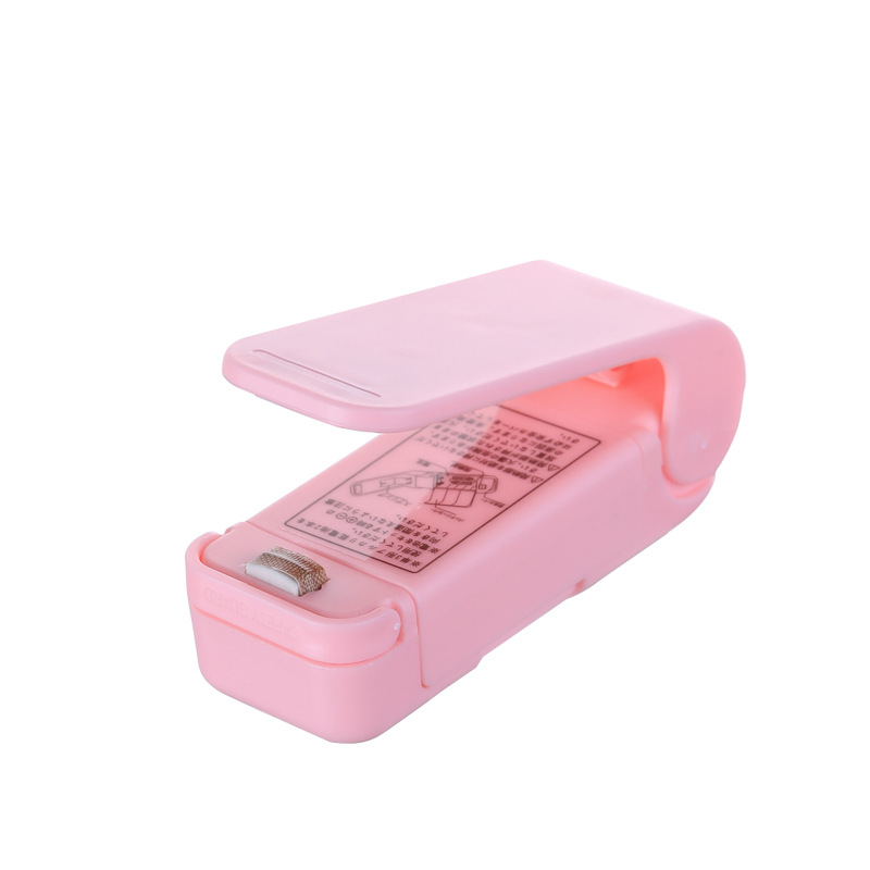 Mini Bag Sealer Heat Bag Verpakking Sealer Handheld Heat Vacuum Sealer Draagbare zaksluitmachine Voedsel Snacks Opslaggereedschap: Roze