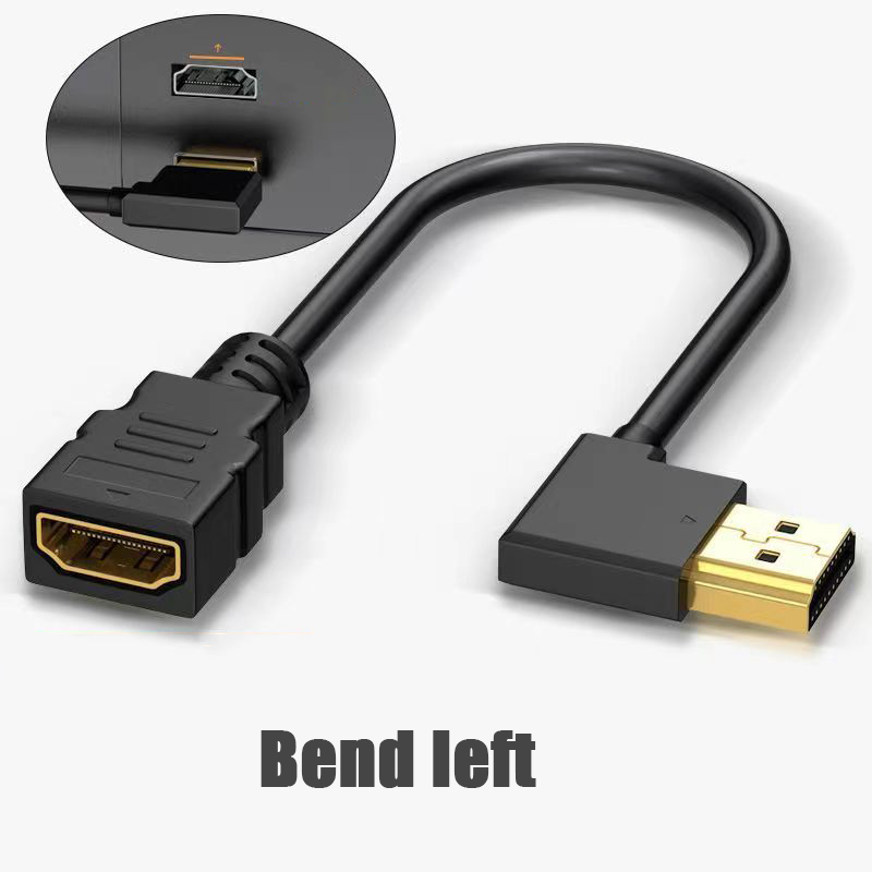 4K Elbow HDMI-compatible Extension Cable 90 Degree Down Angle Male to Female For HDMI 2.1 Cable 3D 60Hz Video HDR for TV Monitor: green / 1m