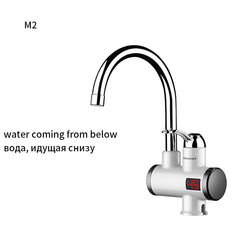 3000W Temperature Display Instant Water Tap Tankless Electric Faucet Kitchen Bathroom Cold Water Heating Heater With Shower: M2 / UK Plug