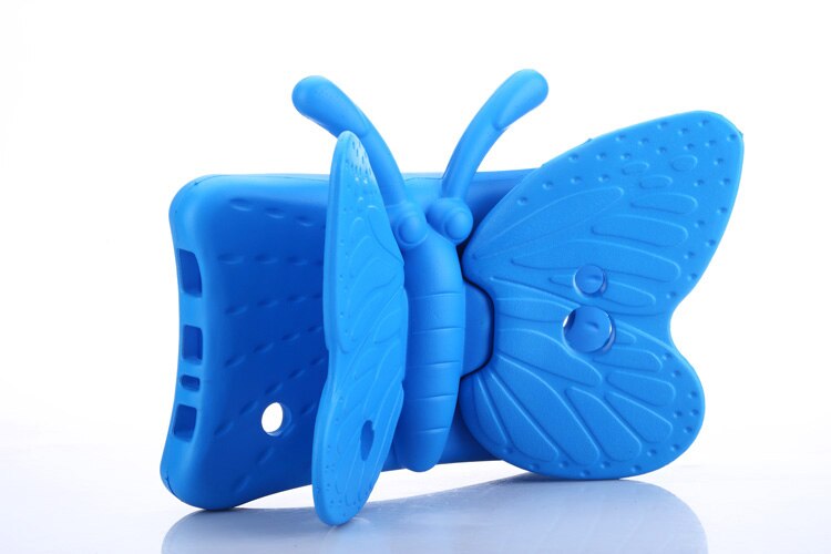 Schokbestendig Eva Case Voor Samsung Galaxy Tab 3 7 Inch P3200/T110/T111/T210/T211, 3D Cartoon Vlinder Kinderen Veilig Tablet Stand Cover: Blue