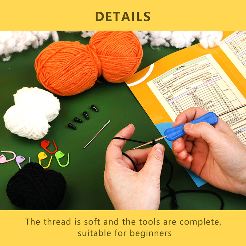 Kraball kit de animais de crochê para iniciantes com tutorial de vídeo, fio de tricô de algodão, agulhas, gancho, conjunto de ferramentas de malha, artesanato diy