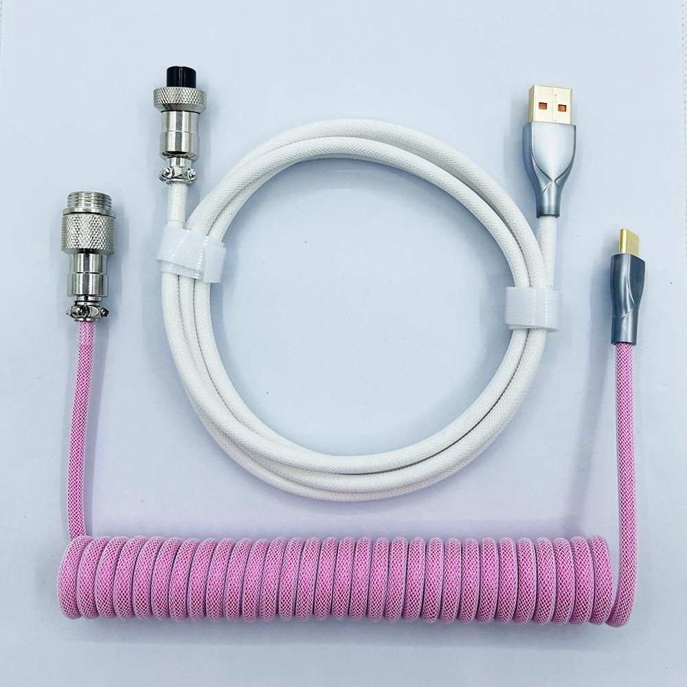 Cable en espiral para teclado mecánico, Cable de aviador tipo C a conector USB, Cable de aviación para teclado de juegos, accesorio: YELLOW