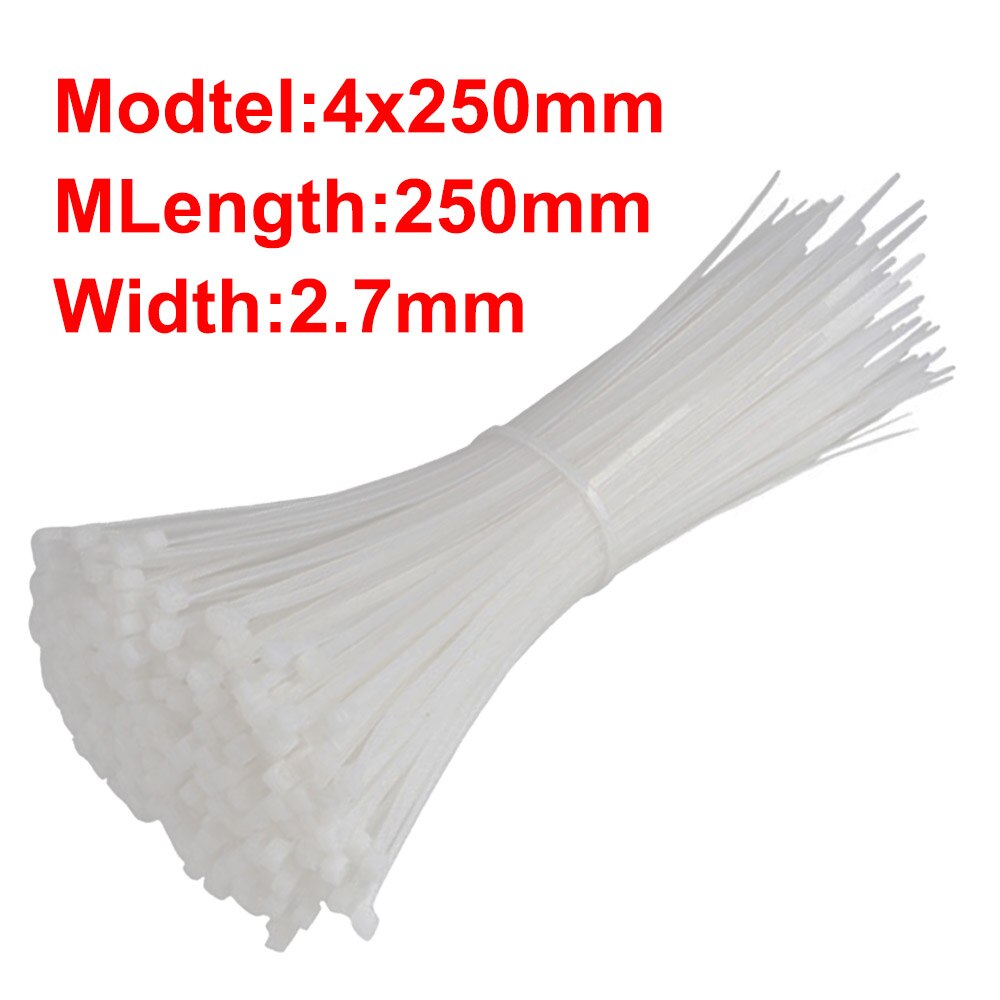 100Stck selbst-Verriegelung Kunststoff Nylon Kabelbinder Weiß Garten Industrielle Verschiedene Befestigungs Ring Anlage Befestigen Veranstalter Kabel Postleitzahl krawatte: I-100Stck