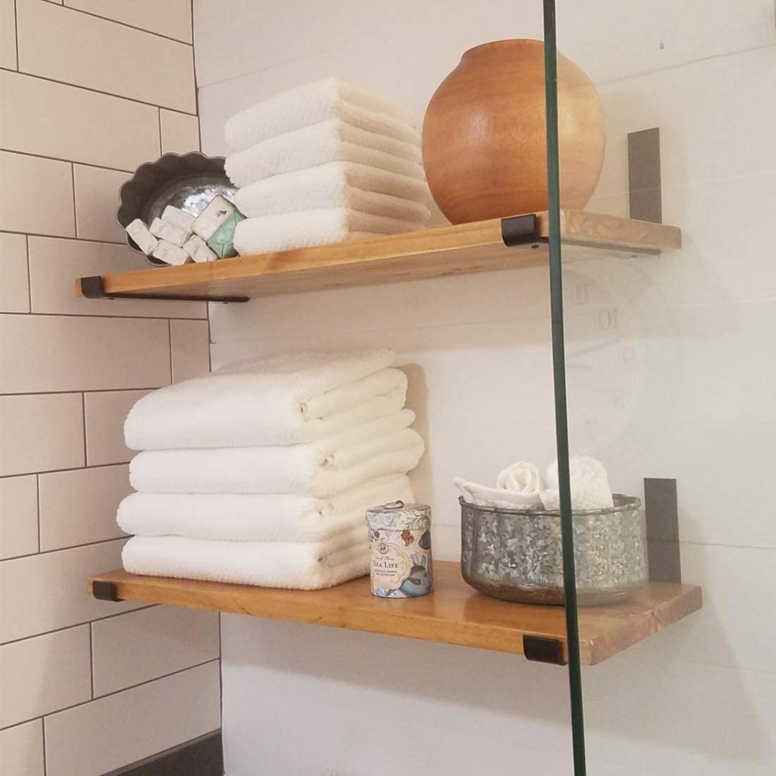 1Pair(2 PCS) Black Wall Mounted Shelf Bracket Brackets Support With Screws L shape，for DIY Open Shelving Hardware Included