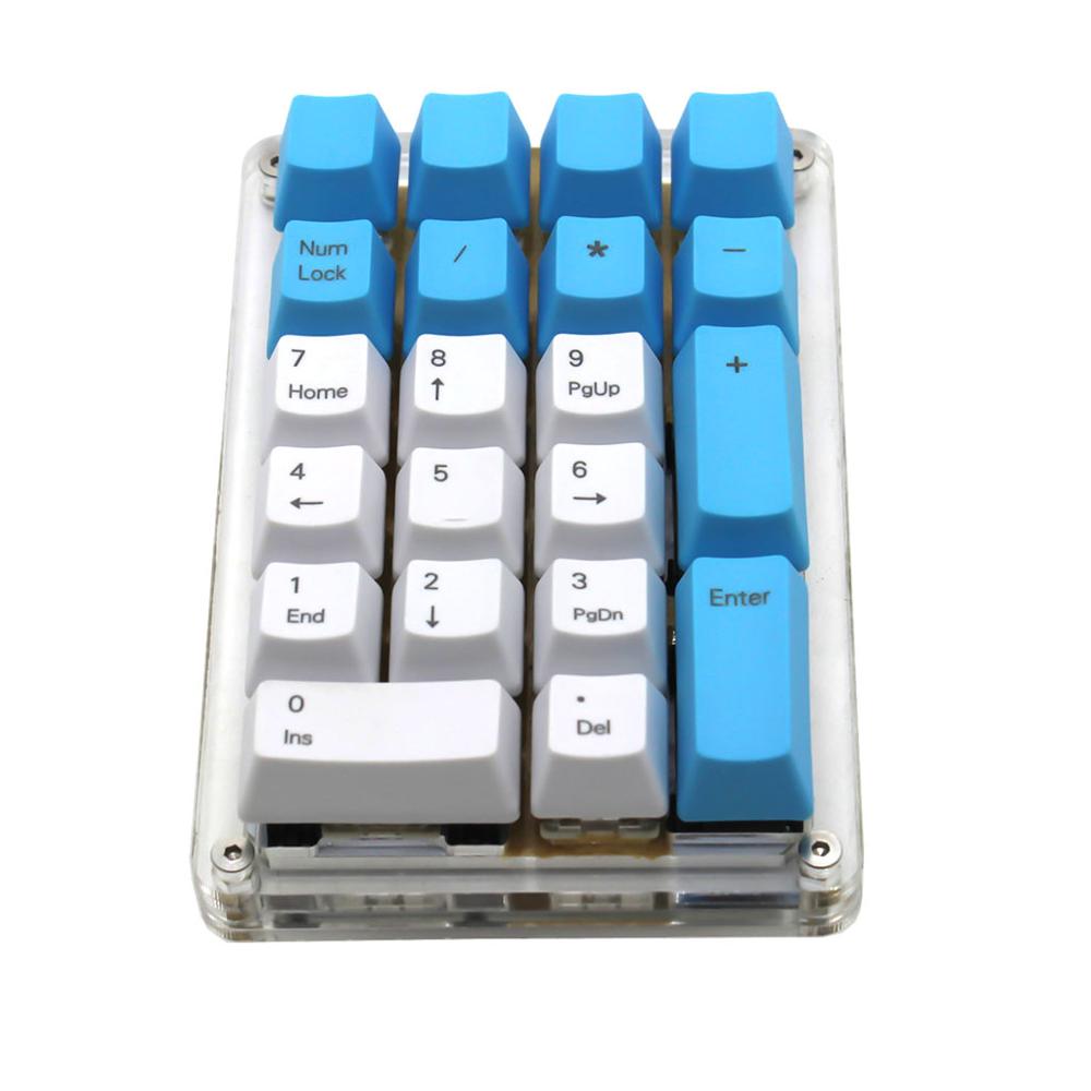 21 Key YMDK Side-printed Blank Top-printed Thick PBT ABS Keycap For MX Switches Mechanical Keyboard Numpad (ONLY KEYCAP): Blue white Mixed / Blank