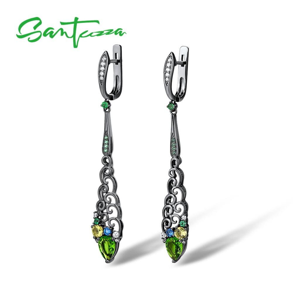 Santuzza 925 Sterling Zilveren Oorbellen Sieraden Oorbellen Voor Vrouwen Kleurrijke Stenen 925 Sterling Silver Party Fijne Sieraden