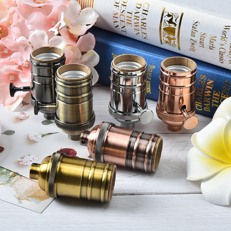 Industrielle retro anheng beslag glans lampeholdere armatur vintage lampe sokkel  e27 skrue pære base aluminium lampeholder