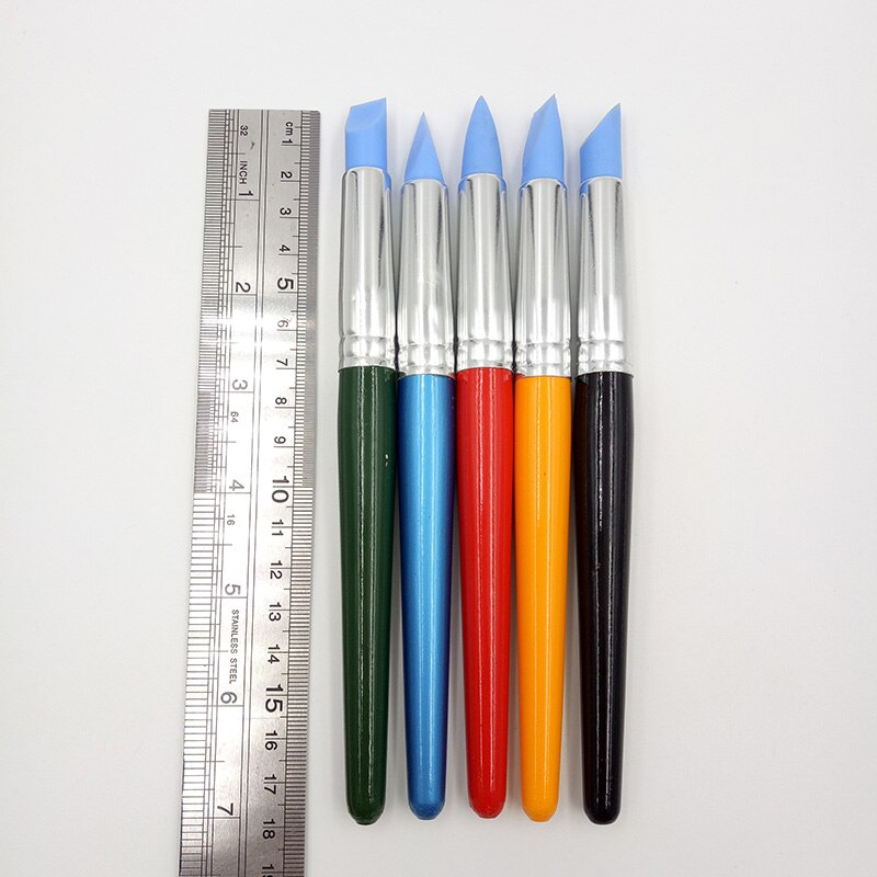 5Pcs 18Cm Art Craft Klei Aardewerk Gereedschap Modeling Sculptuur Beeldhouwen Carver Carving Silicone Nail Art Gereedschap Set 5 kleuren