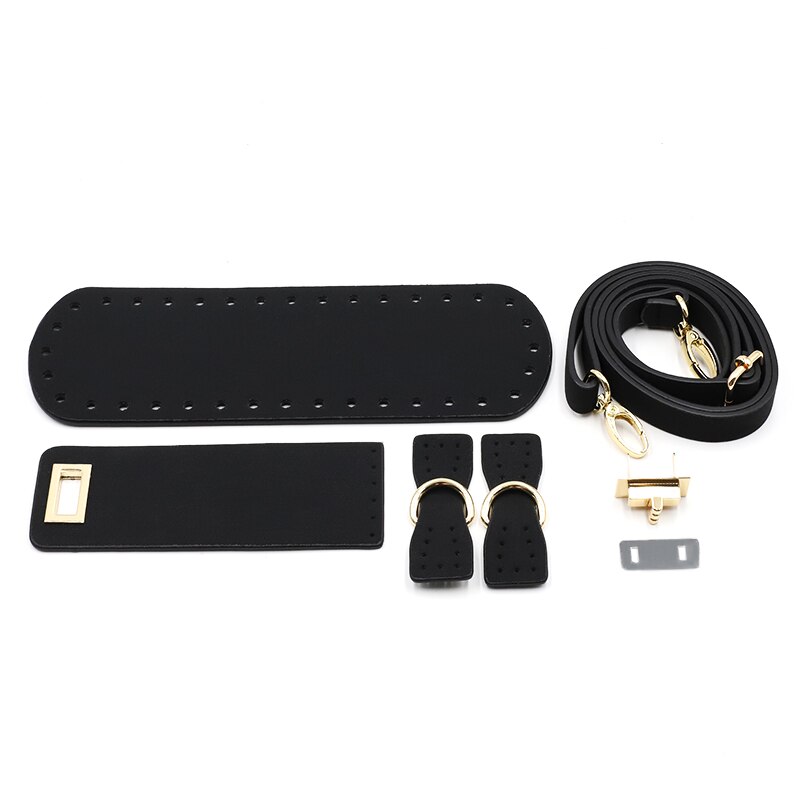 Kzfashion Diy Tassen Accessoires Onderdelen Met Zak Bodem Zak Cover Schouderriem 5 Pcs Set Lederen Vervanging Handtas Accessoires: black