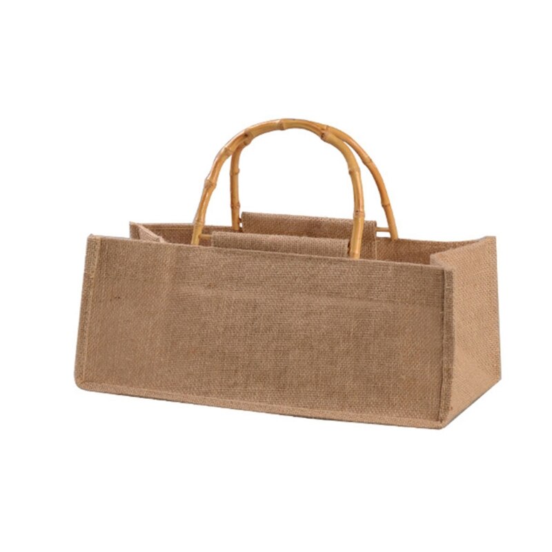 Borsa per la spesa portatile in juta borsa per la spesa borsa in bambù maniglie riutilizzabili Tote borse per la spesa per donne ragazze X7XC: 39x18x16cm