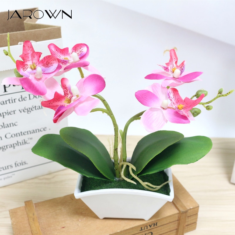Kleine kunstmatige vlinder orchidee bloem set met real touch bladeren kunstplanten algemene bloemen voor bruiloft