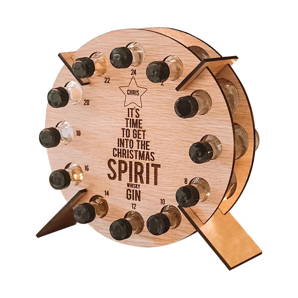 Árbol de Navidad de madera, Calendario de Adviento, estante para botella de vino, cuenta atrás de 24 días, soporte para botella de cerveza, decoraciones navideñas para el hogar: A