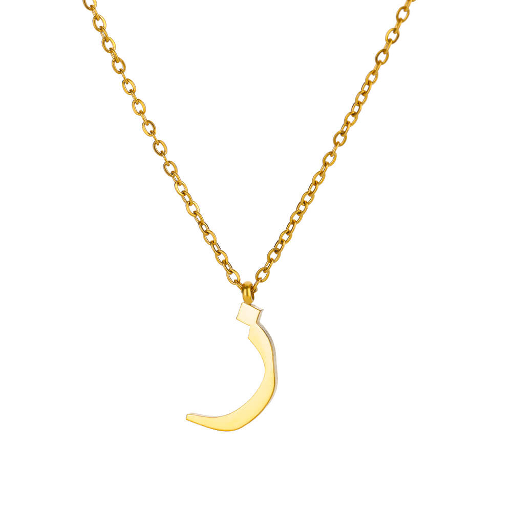 Collar del alfabeto árabe para mujer, gargantilla Simple de acero inoxidable con letras y nombre, amuleto de la suerte, joyería musulmana para mujer: Azul de zinc