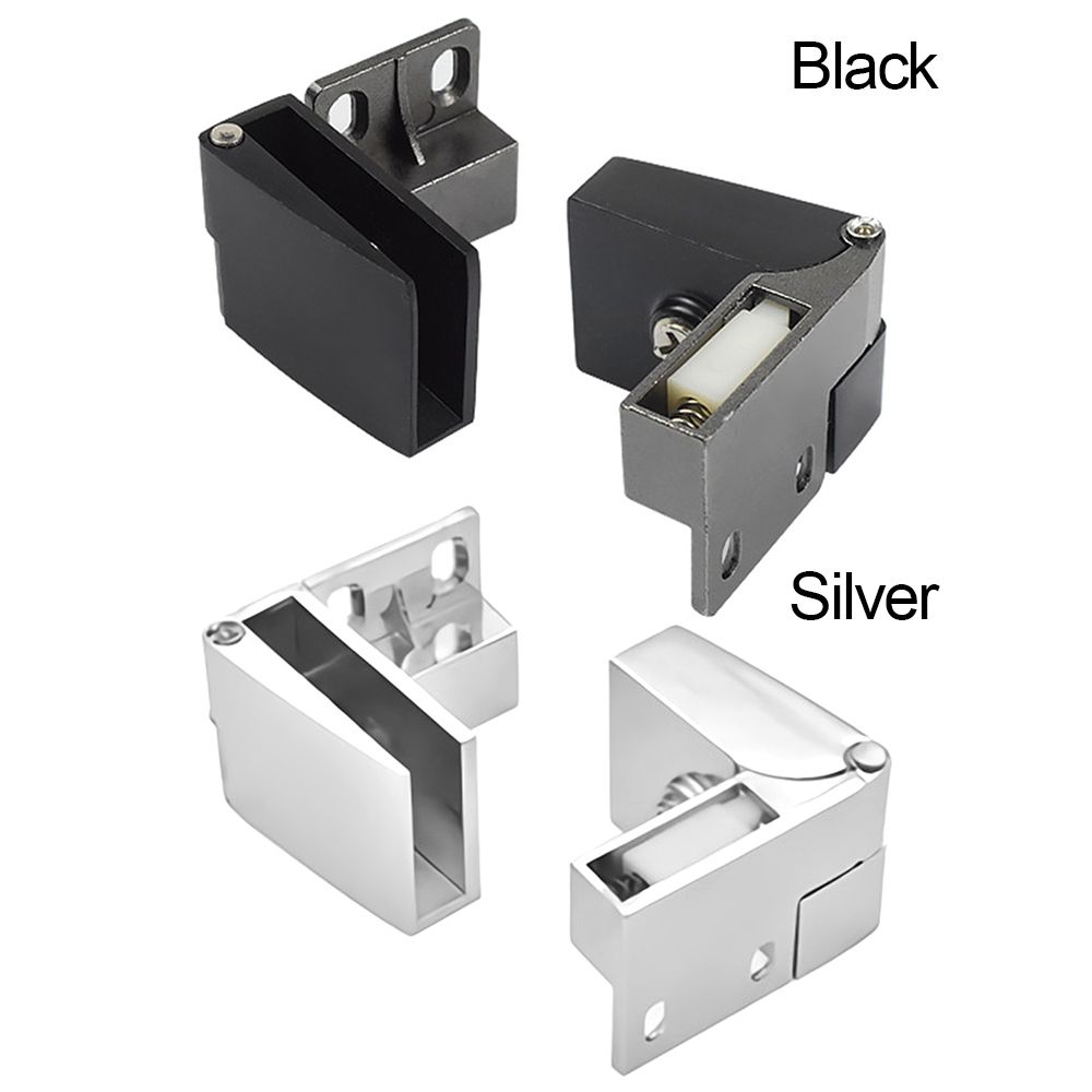 Zinc Alloy Glass Door Hinge Self-closing Side Mounted Frameless Clamp Furniture Accessories No Drilling Cabinet Door Hinge