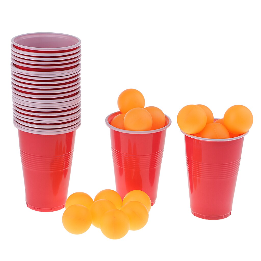 Adults Party Bar Play Beer Pong Kit 24 Ball 24 Cup Drinking Games Accessory
