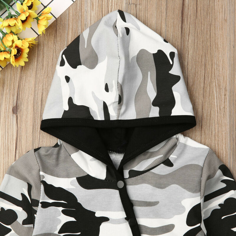 Emmababy Baby Boy Kleding Lange Mouw Camouflage Print Rompertjes Warm Lente Herfst Katoen Hooded Romper Playsuit Kleding