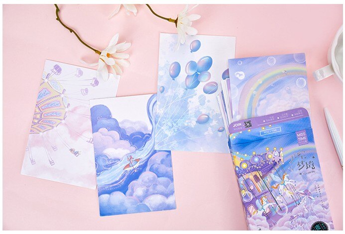 Lot de cartes postales de vœux, 30 feuilles/lot, cartes de vœux, d'anniversaire, conte de fées, carrousel