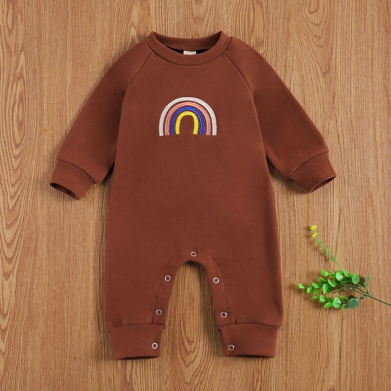 0-18M Pasgeboren Baby Jongen Meisje Lange Mouw Regenboog Katoenen Romper Jumpsuit Kleding