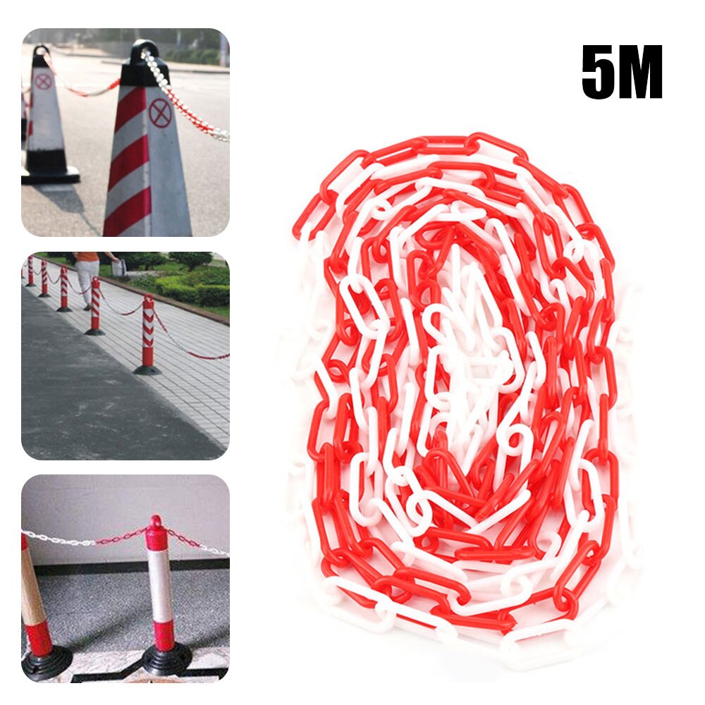 6mm Plastic Chain Red And White Guardrail Warning Post Yellow Black Isolation Safety Protection 8mm Traffic Cone Chain