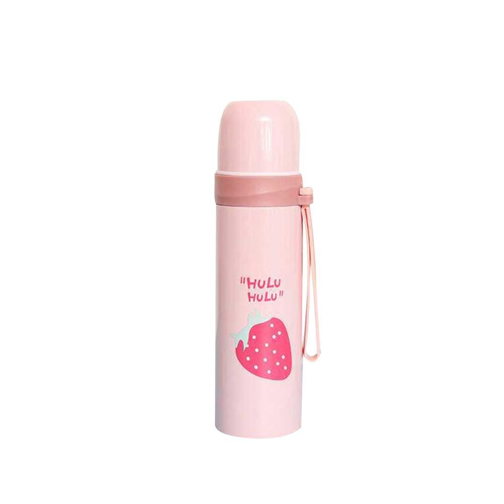 Draagbare Cartoon Fruit Peer Rvs Geïsoleerde Water Cup Lekvrij Fles: Strawberry