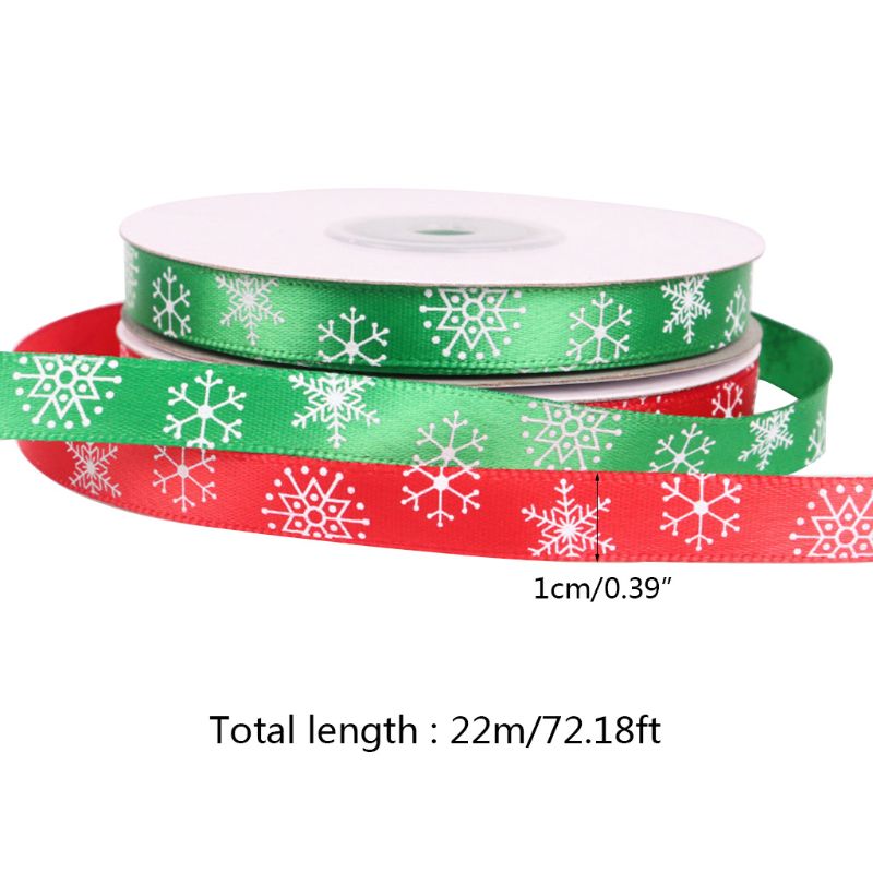 22m Weihnachten Satin- Band verrotten Grün Band mit Schneeflocke aufbringen für Weihnachten DIY Verpackung Blumen- Vermittlung SchnüSprosse Sewin