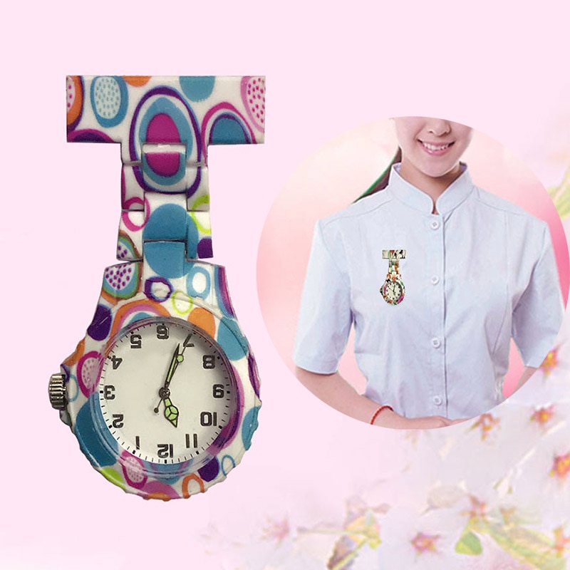 Colorful Silicone Round Dial Quartz Pocket Nurse Watch Quartz Brooch Doctor Nurse Hanging Watches H9