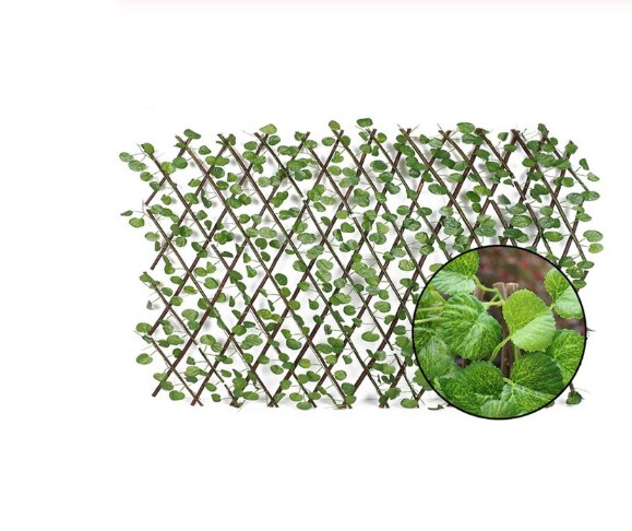Garden Fence Privacy Wood With Artificial Green Leaf Retractable Extension Fencing Garden Decor for Summer Residence and Garden: C