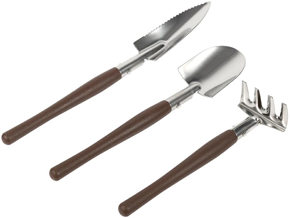3 pièces Mini outils de jardin ensemble Portable pelle outils pelle râteau pelle jardin plante outil ensemble avec manche en bois enfants outil extérieur: Plastic Handle