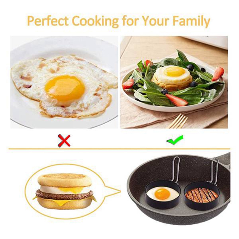 Egg Rings Frying - Round Egg Cooker Rings For Cooking - Non Stick Mold Shaper Circles For Fried Egg Mcmuffin Sandwiches