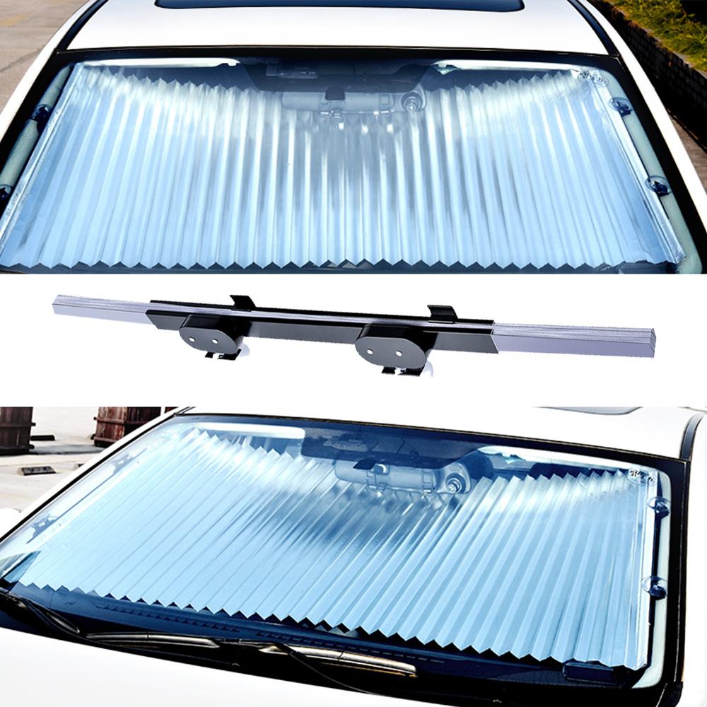 Rideau pare-soleil rétractable pour pare-brise avant et arrière, 45-65 cm, protection anti-UV pour voiture, camion et SUV