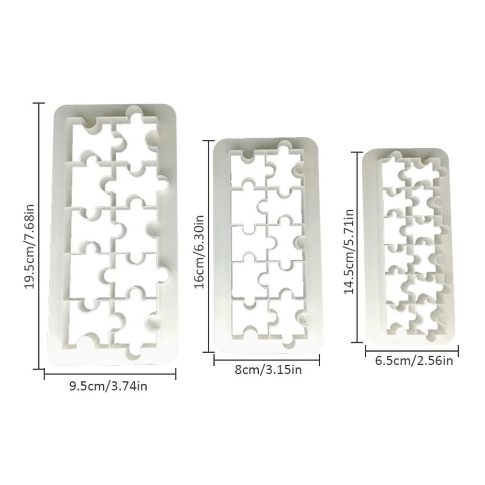 3 stk puslespil form geometrisk form fondant tryk form kiks form tryk kage bagning køkkenværktøj