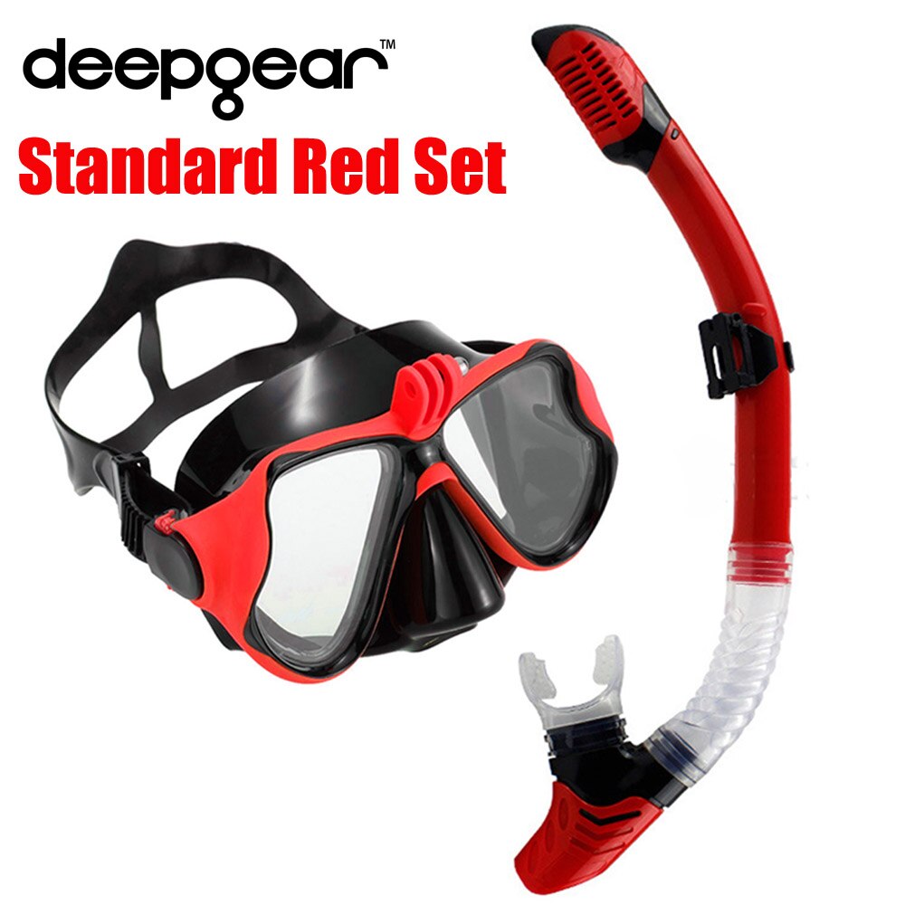 DEEPGEAR Kurzsichtig tauchmaske und schnorchel einstellen oben Kamera taucherbrille Trocken schnorchel getriebe Heißer wassersport getriebe und tauchausrügestochen: Standard rot einstellen