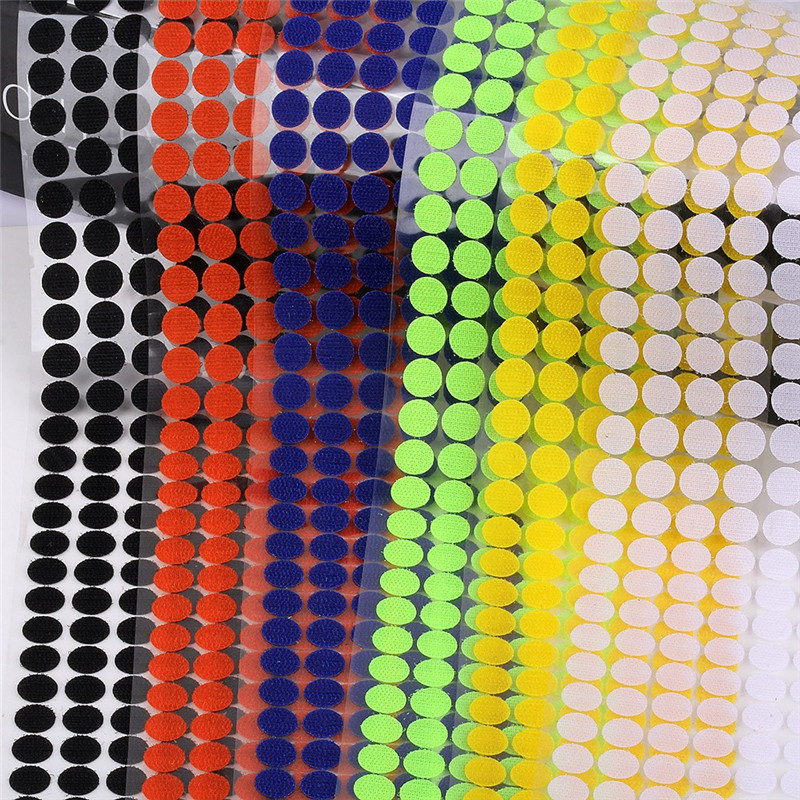 10mm 15mm Mehrfarbig Selbst Klebe Verschluss Band Haken und Schlaufen Punkt Aufkleber Magie Band Nylon Heimat Klitterband Punkte mit Kleber