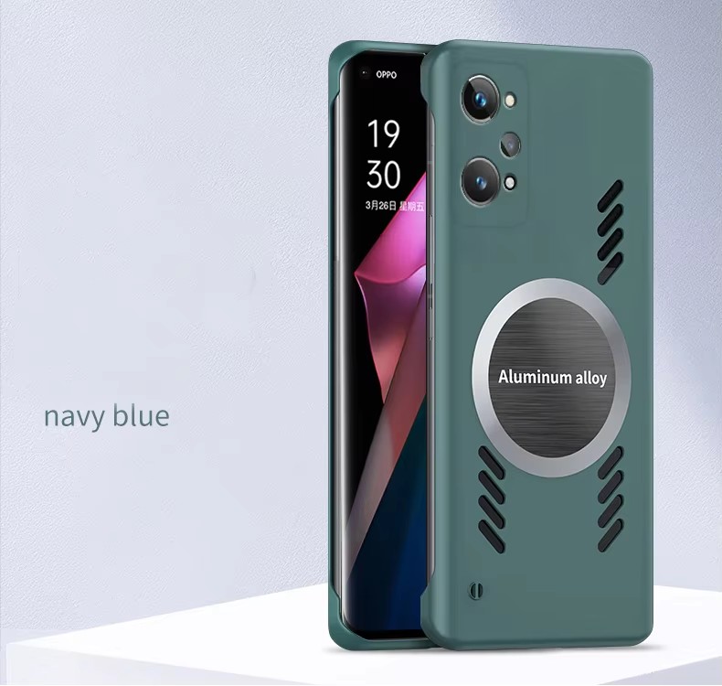 Schutzhülle aus robustem pc mit wärmeableitung für oppo realme gt neo 3 3t 2 2t 5 , auch für oppo realme  gt 2 Profi  gt2 geeignet.: Aluminium / Himmelblau