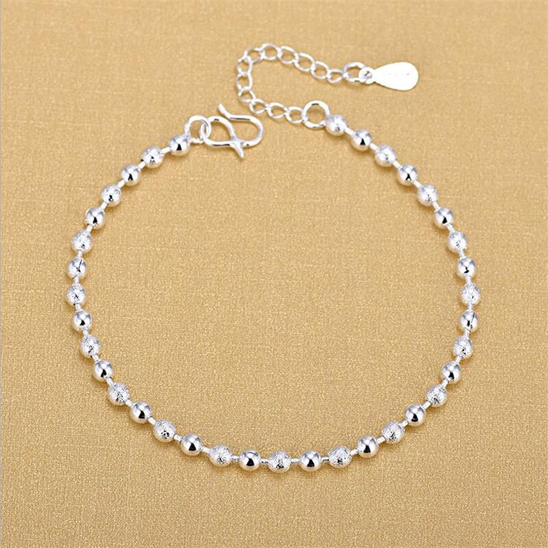 Tjp 925 silberne damen-fußkettchen, trendiger schmuck mit glatten, mattierten kugeln, silberne armbänder für mädchen und damen, party-accessoires