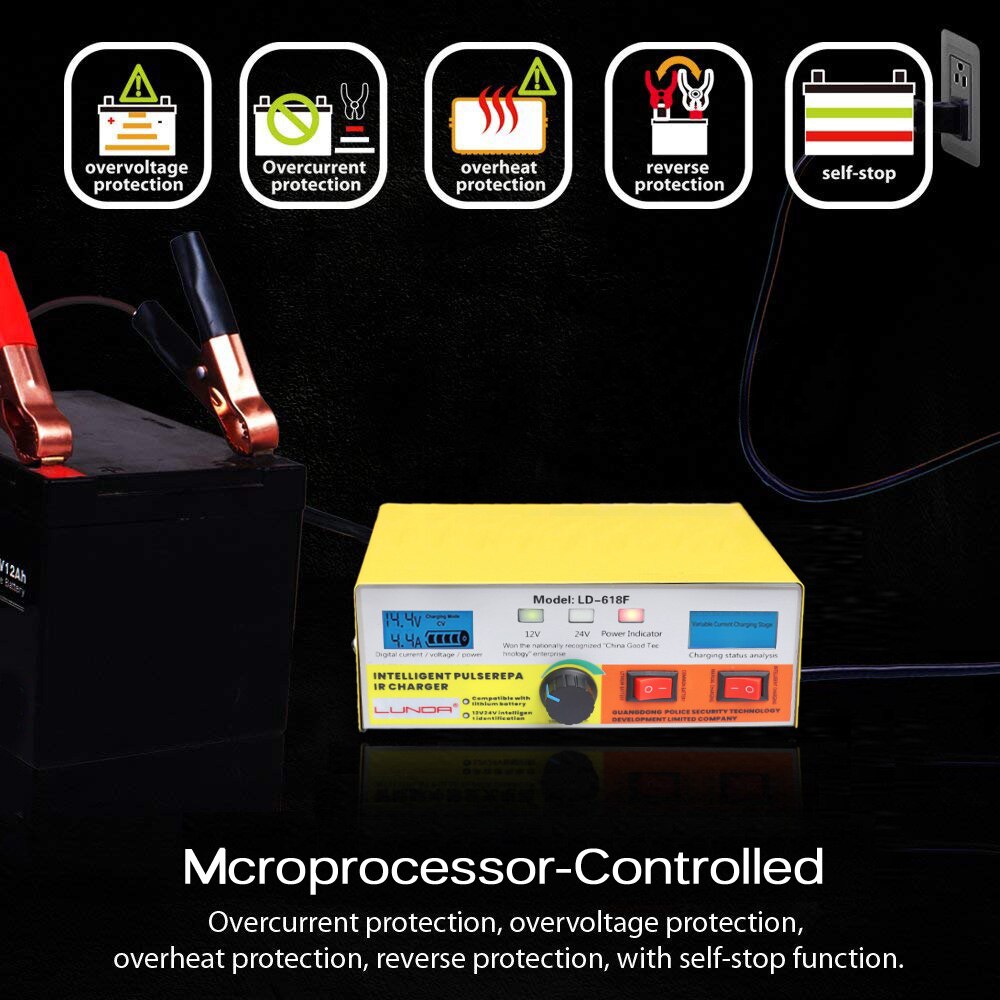 6-400AH 20A Lead Acid Lithium iRon car Battery Charger for 12V 24V Car Motorcycle Truck Auto Motor Power Charging