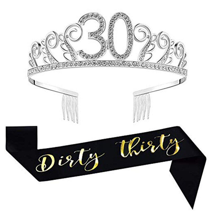 Tiara de princesa corona marco 18th 20th 21st 30th 40th 50th 16 18 21 30 40 50 años feliz de decoración para de cumpleaños