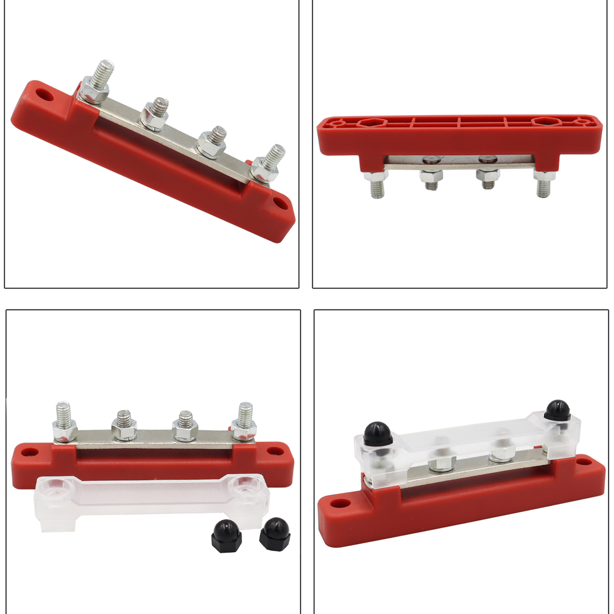 4 Terminal Stroomverdeling Blok 48V 150A Bus Bar Klemmenblok Voor Caravan Vrachtwagen Boot Auto Camper Rv