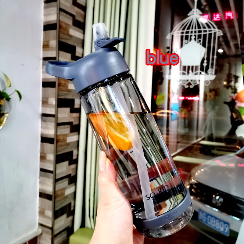 Thermos Bottleplastic Outdoor Water Fles Met Stro Sport Flessen Milieuvriendelijke Met Deksel Wandelen Camping Plastic Bpa Gratis H1098: 850ml / Blue