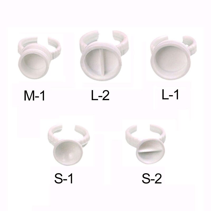 Anillo de pegamento desechable para pestañas, soporte para Paleta de extensión de pestañas, anillos de pegamento, herramientas de maquillaje para pestañas, 100 unids/bolsa