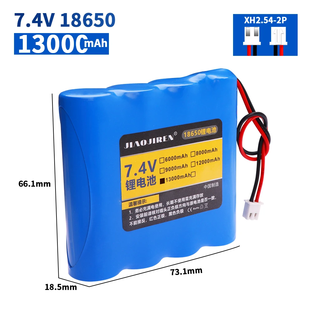 3.7V 7.4V 11.1V 12V 18650 9000mAh met draden Lithium ion oplaadbare batterij voor Bluetooth Speaker zonne-koplampen accessoires: Clear