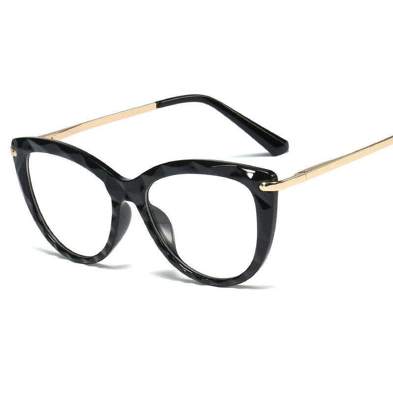 LNFCXI TR90 Women's Transparent Glasses Frames Metal Spring Leg Female Crystal Multi Section Eyeglasses Frames Oculos: C1 Black