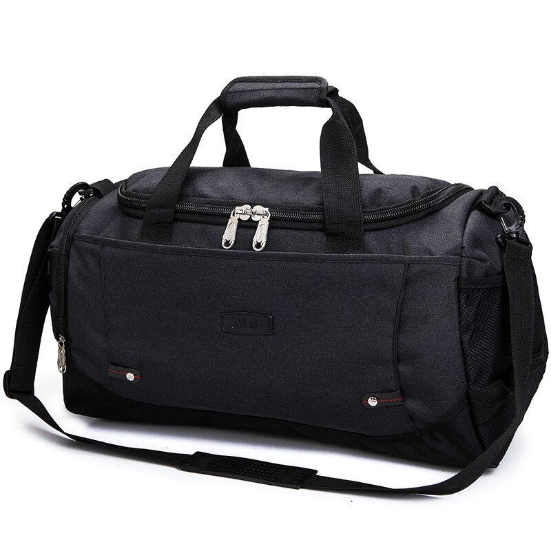 Scione unisex store rejsebagagetasker multifunktions duffel skuldertaske afslappet messenger bærbar pakke med skoopbevaring: Sort