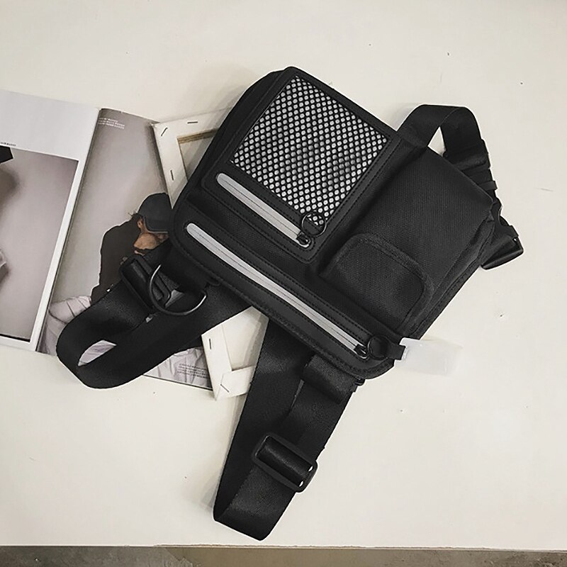 Reflecterende Borst Tas Voor Mannen Multifunctionele Street Style Vrouwen Vest Strap Hip-Hop Tooling Borst Utility Bag